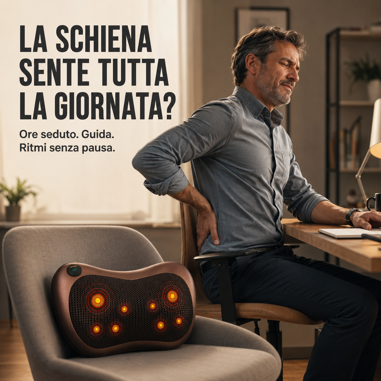 RilassaPro™ Shiatsu Cuscino massaggiante con calore per schiena, zona lombare, collo e gambe